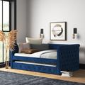 House of Hampton® Ibach Solid Wood Daybed w/ Trundle Metal in Blue | 37.48 H x 62.6 W x 89.76 D in | Wayfair 81A690C78C7A4C38BF8491ED0988176B