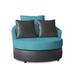 Barrel Chair - Red Barrel Studio® Isavella Swivel Barrel Chair Faux Leather/Polyester/Cotton/Other Performance Fabrics in Blue | Wayfair