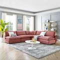 Pink Sectional - Wade Logan® Commix Down Filled Overstuffed Velvet 5-Piece Sectional Sofa Velvet | 35 H x 118 W x 118 D in | Wayfair