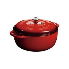 Lodge Enameled Cast Iron Dutch Oven Enameled Cast Iron/Cast Iron in Red/Gray | 6.18 H x 14.75 W in | Wayfair EC7D43