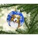 The Holiday Aisle® Australian Shepherd Winter Snowflakes Holiday Hanging Figurine Ornament /Porcelain in Blue/Yellow | Wayfair