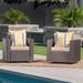 Wade Logan® Arville Outdoor Swivel Patio Chair w/ Cushions Wicker/Rattan | 27.95 H x 30.31 W x 32.08 D in | Wayfair