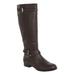 Extra Wide Width Women's The Janis Wide Calf Leather Boot by Comfortview in Dark Brown (Size 8 WW)