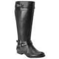 Extra Wide Width Women's The Janis Wide Calf Leather Boot by Comfortview in Black (Size 11 WW)