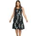 Plus Size Women's Fit and Flare Knit Dress by ellos in Black Grey Floral (Size 4X)