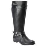 Women's The Janis Wide Calf Leather Boot by Comfortview in Black (Size 9 1/2 M)