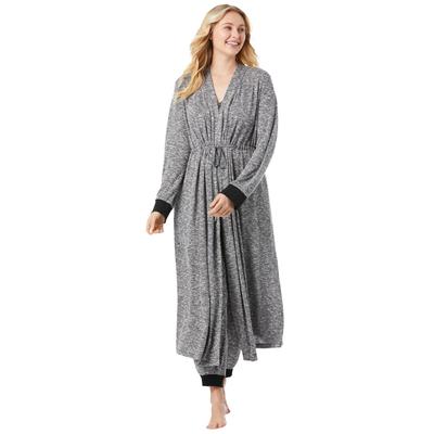 Plus Size Women's Marled Long Duster Robe by Dreams & Co. in Heather Charcoal Marled (Size 18/20)
