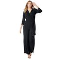 Plus Size Women's Wide Leg Knit Jumpsuit by The London Collection in Black (Size 14)