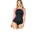 Plus Size Women's Colorblock One-Piece Swimsuit with Shelf Bra by Swim 365 in Black Fuchsia (Size 16)