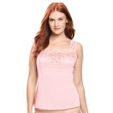 Plus Size Women's Silky Lace-Trimmed Camisole by Comfort Choice in Shell Pink (Size L) Full Slip