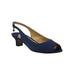 Wide Width Women's Jenvey Slings by J.Renee® by J. Renee in Navy Satin (Size 8 1/2 W)