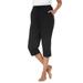 Plus Size Women's Knit Sleep Capri by Dreams & Co. in Black (Size 1X) Pajamas