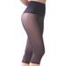 Plus Size Women's Rago High Waist Wide Band Tummy Shaper Sheer Capri Pant by Rago in Black (Size 2X)