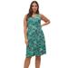 Plus Size Women's Fit and Flare Knit Dress by ellos in Green Black Print (Size 1X)