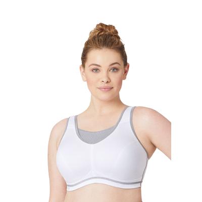 Plus Size Women's Full Figure Plus Size No-Bounce Camisole Elite Sports Bra Wirefree #1067 Bra by Glamorise in White Gray (Size 38 DD)