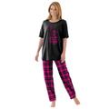 Plus Size Women's Graphic Tee PJ Set by Dreams & Co. in Black Hearts (Size 3X) Pajamas