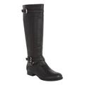 Wide Width Women's The Janis Regular Calf Leather Boot by Comfortview in Black (Size 8 W)