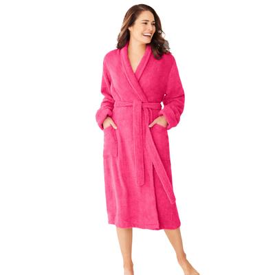 Plus Size Women's Short Terry Robe by Dreams & Co. in Pink Burst (Size 3X)