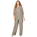 Plus Size Women's 3-Piece Lace Gala Pant Suit by Catherines in Chai Latte (Size 16 W)
