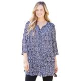 Plus Size Women's UPTOWN TUNIC BLOUSE by Catherines in Black White Print (Size 2X)