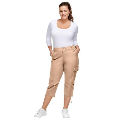 Plus Size Women's Stretch Cargo Capris by ellos in New Khaki (Size 20)