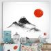 East Urban Home Japanese Red Moon in Traditional Sumi-E III - Wrapped Canvas Print Metal in Black/Red | 30 H x 40 W x 1.5 D in | Wayfair