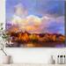 East Urban Home Yellow Sunset Over Autum Forest by the Lake - Wrapped Canvas Print Canvas, Wood in Blue/Orange | 30 H x 30 W x 1.5 D in | Wayfair