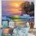 East Urban Home Idyllic Bay w/ Summer Beach by The Trees III - Wrapped Canvas Print Canvas, Wood in Orange | 12 H x 20 W x 1 D in | Wayfair