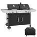 Royal Gourmet 3-Burner Free Standing Liquid Propane 27000 BTU Gas & Charcoal Grill w/ Cabinet Cast Iron/Steel in Black/Gray | Wayfair ZH3002C