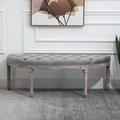 Millwood Pines Figlio Upholstered Bench Linen, Polyester in Gray | 19.25 H x 56 W x 19.25 D in | Wayfair 4BCF8309BDD74D1995D016E11B66C1E2