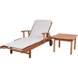 Longshore Tides Medrano Chaise Lounge w/ Cushion & Table Wood/Solid Wood in Brown/White | 37 H x 22 W x 72 D in | Outdoor Furniture | Wayfair