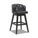 Canora Grey Renyah Swivel Counter & Bar Stool Wood/Upholstered/Leather in Black | 39 H x 20 W x 21 D in | Wayfair 171CBD7A91894BCEA65CD668217DBD8B