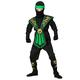 "GREEN KOMBAT NINJA" (jumpsuit, chestpiece, belt, arm and legties, mask, headband) - (116 cm / 4-5 Years)