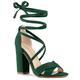 Allegra K Women Crisscross Front Block Heeled Lace Up Sandals Green 5.5 UK/Label Size 7.5 US