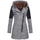 LOPILY Ladies Pea Coat Teddy Fur Lining Warm Insulated Teddy Bear Jacket Front Side Zipper Suede Leather Woolen Coats Trench Coats Jumper（Gray，8 UK/M CN）