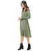 Plus Size Women's Side-Smock Dress by ellos in Light Olive Black Dot (Size 26)