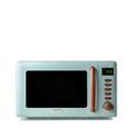 Haden Dorchester Green Microwave Oven - 20L 800W Microwave, Digital Controls, 5 Power Levels - Ideal Countertop Microwave with Wood Effect Finish, Small Kitchen Space
