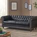 Alcott Hill® 78.7" Faux Leather Rolled Arm Chesterfield Sofa Faux Leather in Black/Brown | 28 H x 78.75 W x 33.5 D in | Wayfair