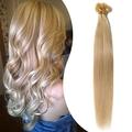 U Tip Pre Bonded Hair Extensions 1g Real Human Hair - Keratin Extension Remy Hair Straight - 50 Strands 50g (#24 Natural Blonde, 18"-50g)