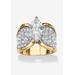 Women's Yellow Gold Plated Cubic Zirconia and Round Crystals Cocktail Ring by PalmBeach Jewelry in Gold (Size 11)
