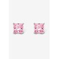 Women's Sterling Silver Stud Princess Cut Simulated Birthstone Stud Earrings by PalmBeach Jewelry in June