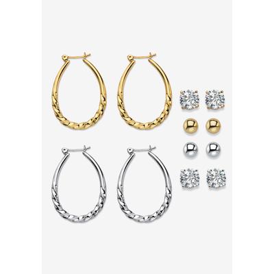 Women's Cubic Zirconia Stud and Hoop Earrings, 6-Pair Set by PalmBeach Jewelry in Gold