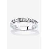 Women's Sterling Silver Simulated Birthstone Stackable Eternity Ring by PalmBeach Jewelry in April (Size 8)