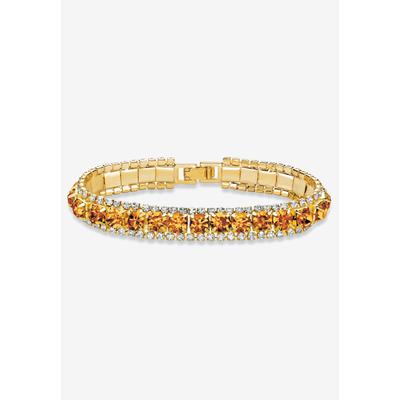 Women's Gold Tone Tennis Bracelet (10mm), Round Birthstones and Crystal, 7" by PalmBeach Jewelry in November