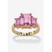 Women's Yellow Gold-Plated Simulated Emerald Cut Birthstone Ring by PalmBeach Jewelry in June (Size 5)