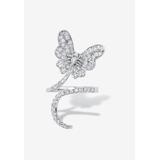 Women's Platinum-Plated Cubic Zirconia Butterfly Ring by PalmBeach Jewelry in White (Size 8)