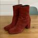 Free People Shoes | Free People Red Suede Boots - 38 | Color: Red | Size: 38