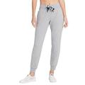 DKNY Women's Logo Drawcord Joggers Sweatpants, Pearl Grey Heather, XL