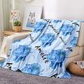 MOUMOUHOME Cute Name Blanket Animal Series Blue Hippo Flannel Bed Throws Repeating Custom Name Blankets Fleece Throw Lavender 150x200cm