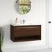 Wade Logan® Anspach 36" Wall-Mounted Single Bathroom Vanity Set Wood/Marble in Brown | 19.7 H x 36 W x 18 D in | Wayfair